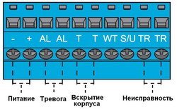 Рис. 10. Контактная колодка извещателя с функцией антимаскирования 