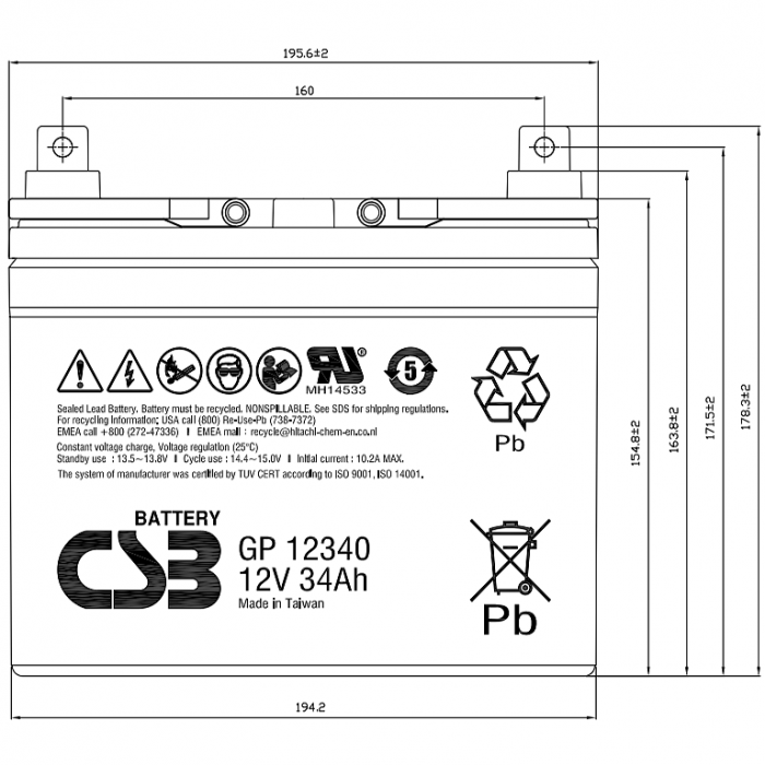 Купить GP12340 (АКБ 12-34) - Аккумулятор CSB