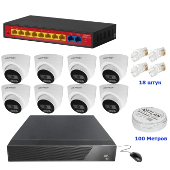 Комплект IP 1080p 8 внутр для офиса изображение 2