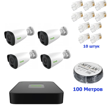 Комплект IP 1080p 4  уличных  POE звук изображение 2